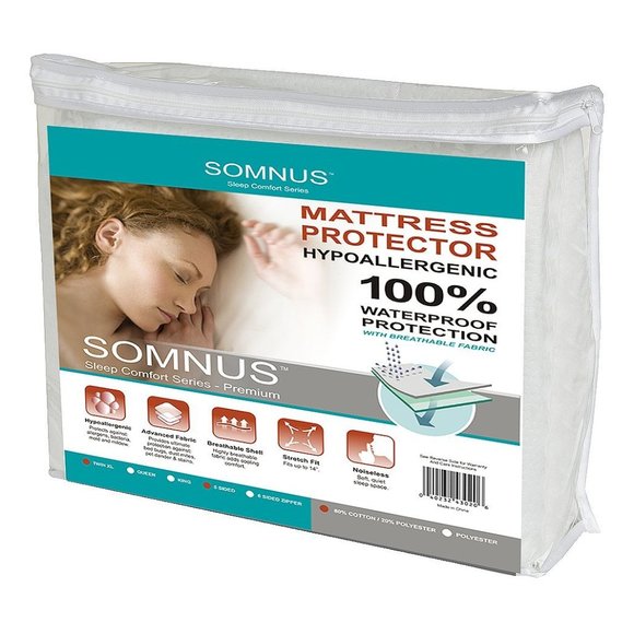 SOMNUS Sleep Comfort Series Mattress Protector, Hypoallergenic, Twin X-Large NEW